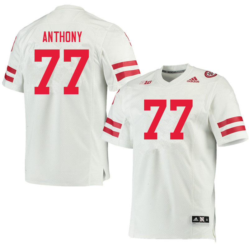 Men #77 Hunter Anthony Nebraska Cornhuskers College Football Jerseys Sale-White